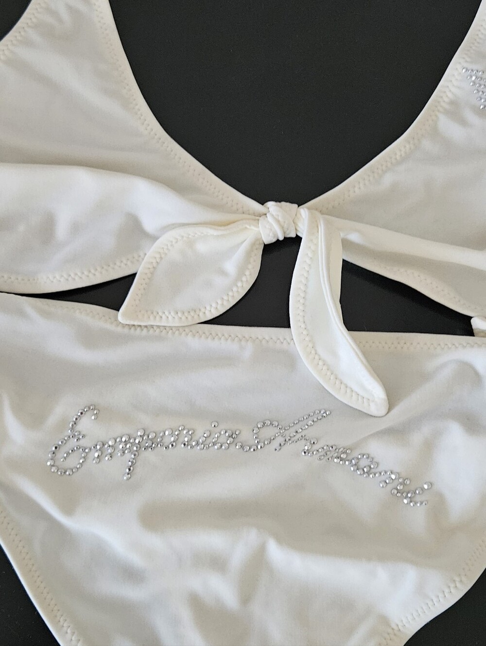 White Rhinestone Accent Bikini Set Swimming Set
